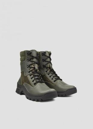 Берцы зимние теплые качественные хаки зеленые ботинки тактические военные