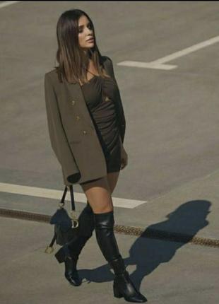 Високі ботфорди zara на масивному каблуку