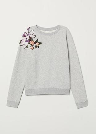 Тёплая толстовка / свитшот на флисе с рисунком и бисером от h&m🔥