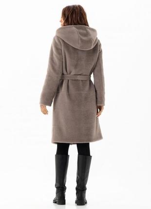Original brand пальто женское эко альпака теплое утепленное slimtex, с капюшоном, зимнее, белое, черное, бежевое, капучино8 фото