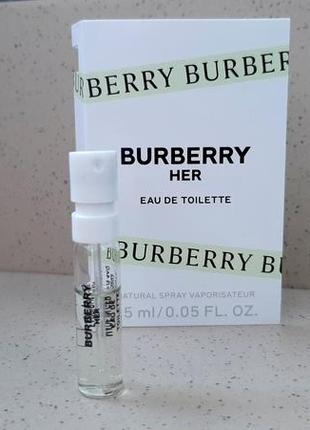 Burberry her eau de toilette💥оригінал мініатюра пробник mini spray 1,5 мл книжка