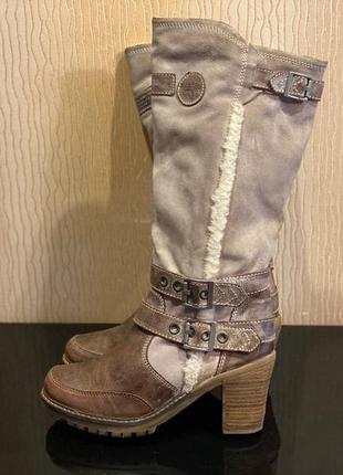 Чоботи tamaris 39р бежеві, замша, шерсть (оригінал)