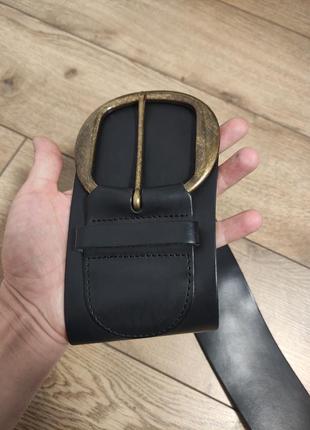 Кожаный пояс женский черный широкий на талию ремень р. 90