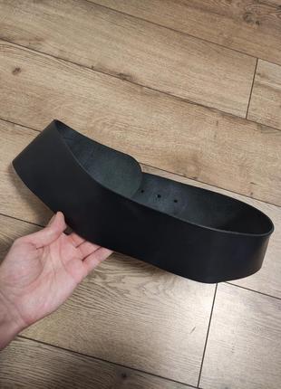 Кожаный пояс женский черный широкий на талию ремень р. 90