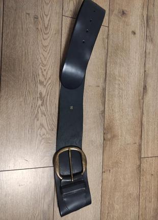 Кожаный пояс женский черный широкий на талию ремень р. 90