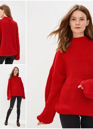 Брендовый красный оверсайз свитер1 фото