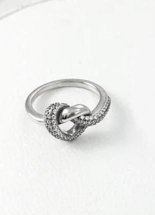 Серебрянное кольцо сплетенные сердца пандора серебро 925 pandora2 фото