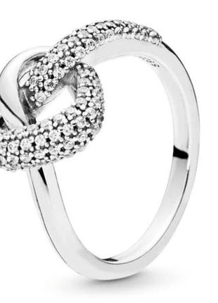 Серебрянное кольцо сплетенные сердца пандора серебро 925 pandora5 фото