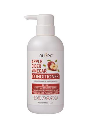 Безсульфатний кондиціонер для ослабленного волосся з яблучним сидром bingo nuspa apple cider, 450 мл