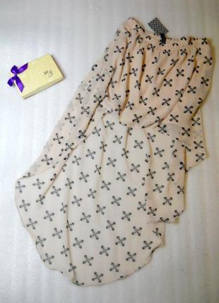 Классная бежевая юбка спідниця  мини миди ассиметрия в принт  от devided m-l3 фото