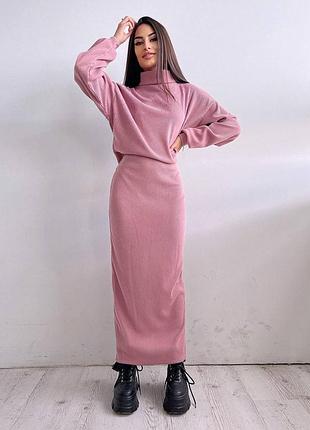 Теплий костюм трикотаж-рубчик