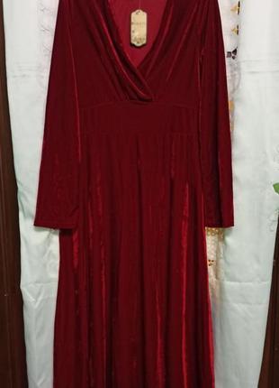 Нове  вишневе оксамитове плаття розміру xl4 фото