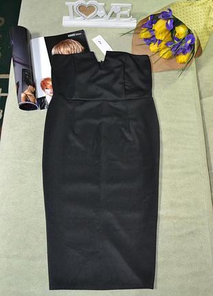 🍇 чорне плаття по фігурі без бретелей rare london! на бирці 36 фунтів - 1300 грн