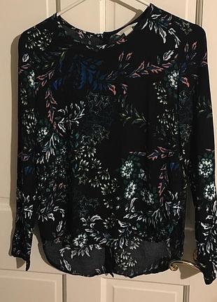 Флоральная блузка яркий цветочный принт с застёжкой пуговицами на спине