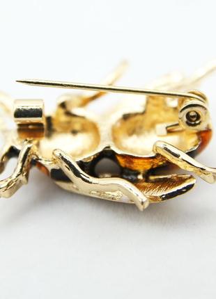 Оригинальная брошь пчела, пчелка, нарядная (черно-золотая)3 фото