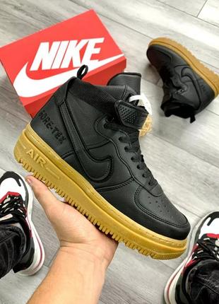 Высокие теплые зимние кроссовки nike lunar winter gore-tex black yellow2 фото