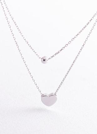 Подвійне золоте кольє "шар і серце" коло2279