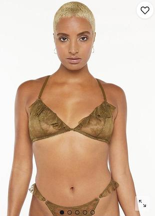 Лиф бра бюстгальтер без косточек хаки зеленый кружевной с фальбанкой от savage fenty by rihanna в подарок на особый случай very sexy