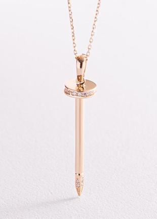 Колье "гвоздь" в желтом золоте (фианиты) кол02184