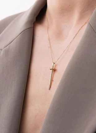 Колье "гвоздь" в желтом золоте (фианиты) кол02184