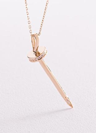 Колье "гвоздь" в желтом золоте (фианиты) кол02184