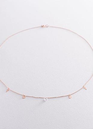 Кольє "вір надейдейся коханий" з фіанітом у червоному 
золоті кол01831