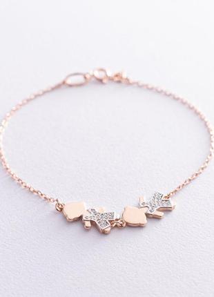 Золотой браслет "два мальчика" (фианит) 
б02796