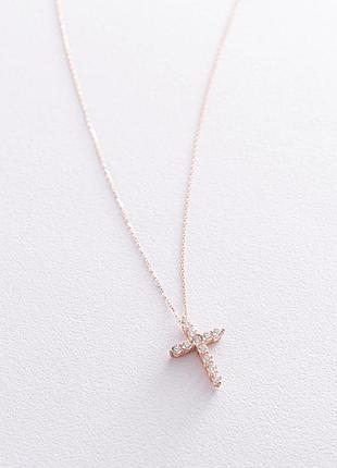 Кольє "крістик" у червоному золоті (фіаніти) 
колій1811