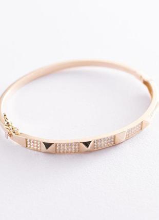Жесткий золотой браслет (фианиты) б04497
