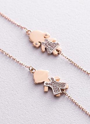 Золотое колье "мальчик и девочка" (фианиты) 
кол009944 фото