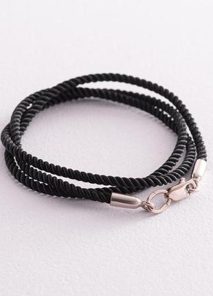 Шовковий чорний шнурок із гладкою золотою 
застібкою (2 мм) колін2077