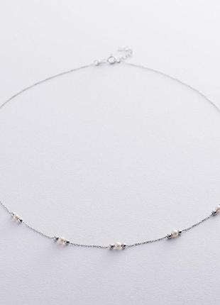 Золотое колье с жемчужинками кол01569