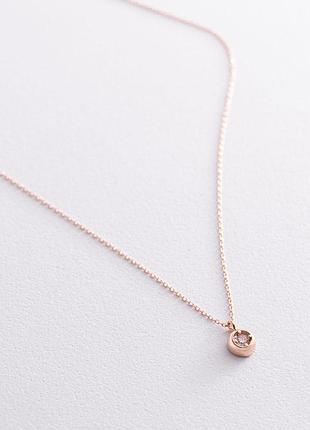 Золотое колье с одним фианитом кол01964
