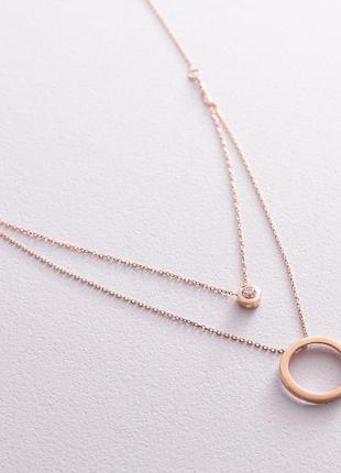 Подвійне кольє "круговорот із фіанітом" у 
червоному золоті коле 12002107