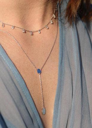 Подвійне золоте кольє "дуальність" із фіанітами 
кол01388