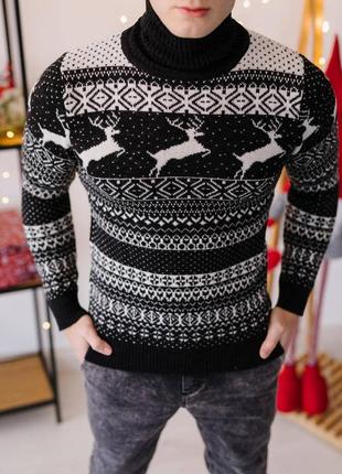 Новорічний шерстяний светр з оленями🦌2 фото