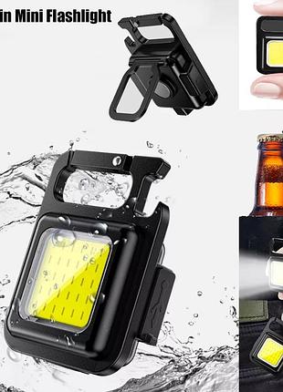 Мини светодиодный фонарик led er32. карманный фонарь, брелок, магнит, type-c, аккумуляторный лед фонарик
