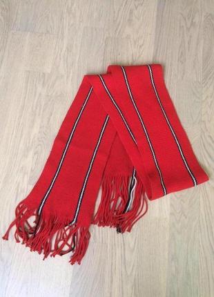 Червоний в'язаний шарф з чорно-білою смугою часів срср‼️нюанс‼️мін-не замовлення 175 грн‼️