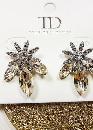 Акція 1+1=3   сережки-гвоздики з камінням true decadence