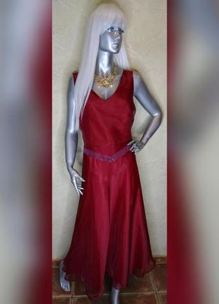 Бирка шифоновое вечернее нарядное красное платье в пол canada xl-2xl 18