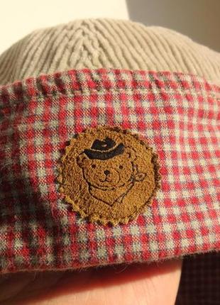 H&m. осенняя вельветовая шапка на завязках. 6-12 месяцев.5 фото