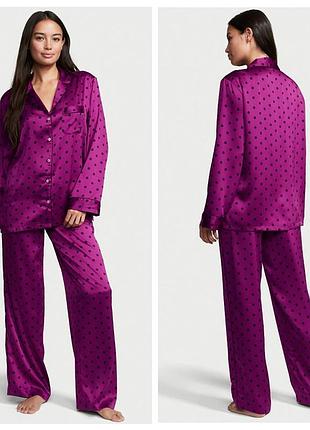 Victoria´s victorias secret виктория сикрет сатиновая пижама, комплект для сна satin long pajama set