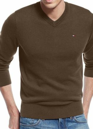 Tommy hilfiger теплий темно-коричневий чоловічий светр новий світер