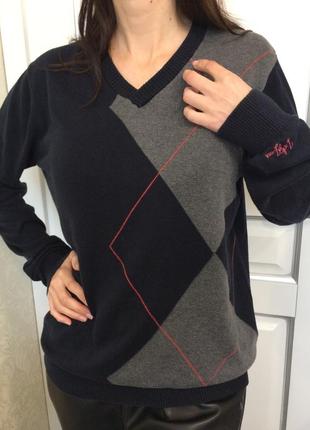 Хлопковый пуловер с геометрическим  принтом