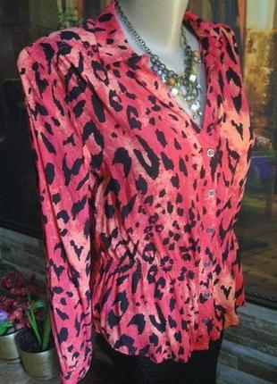 100% вискоза вечерняя изящная леопардовая блузка h&m2 фото