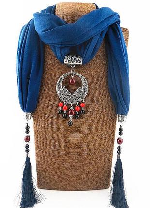 Шарф-платок женский runmeifa sw940 с подвесным ожерельем, синий