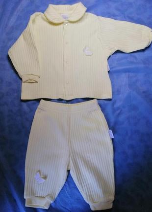 Дитячий теплий бавовняний костюм лимонного кольору