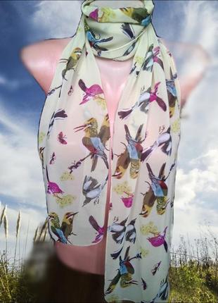 Легкий сонячний жіночий шарф пташки метелики/напівпрозорий шарфик3 фото