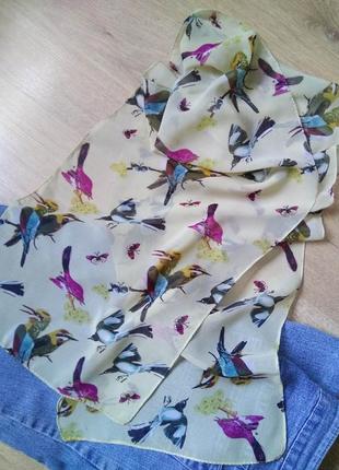Легкий сонячний жіночий шарф пташки метелики/напівпрозорий шарфик4 фото