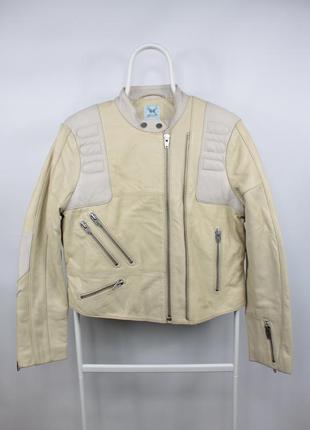 Шикарна шкіряна куртка h&m studio s/s 2016 beige leather women jacket4 фото